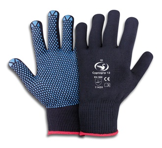 Feinstrick-Handschuhe mit PVC Noppen Cygnogrip 13 